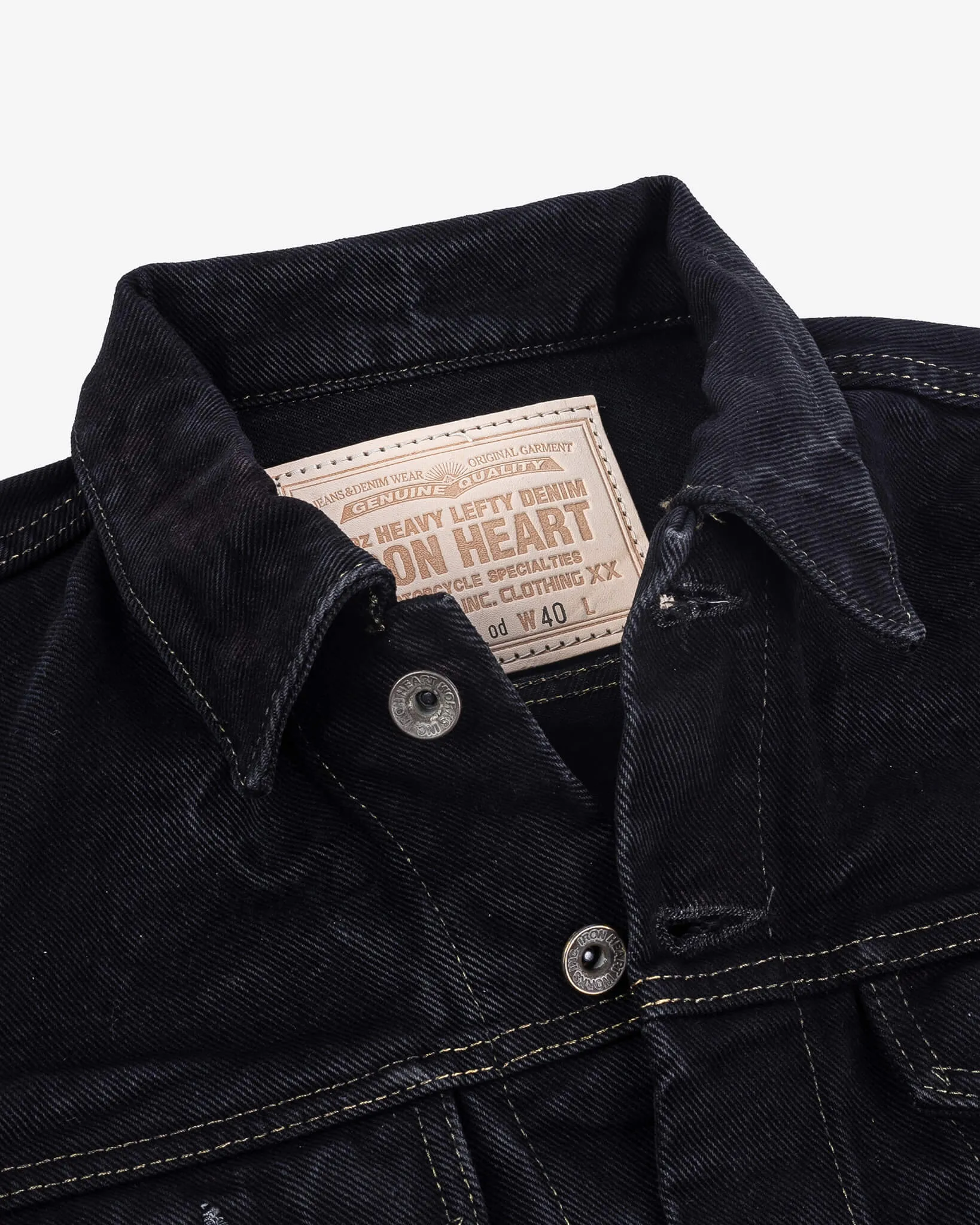 19oz Left-Hand Twill Selvedge Denim Type III Jacket -  Indigo Overdyed Black