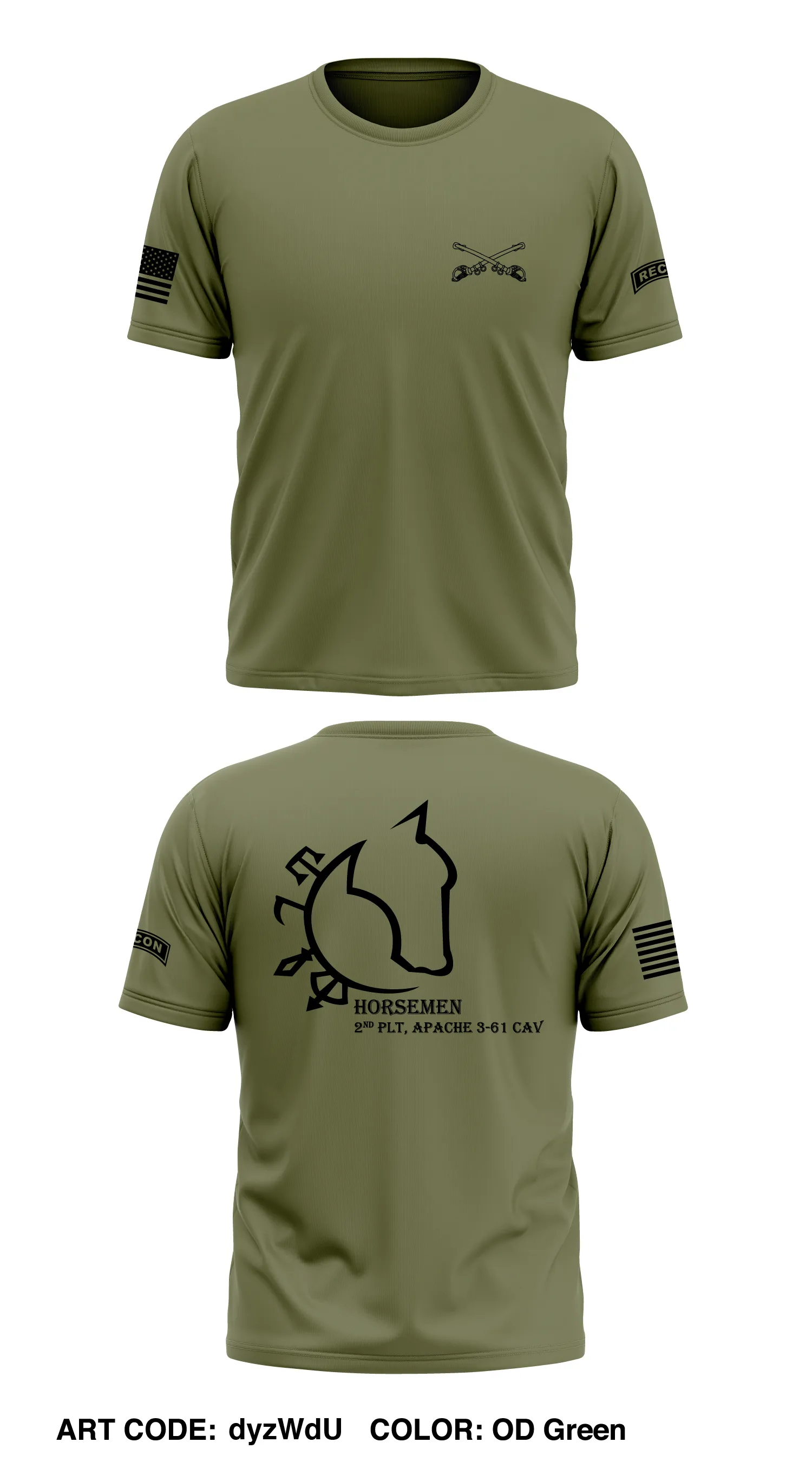 2nd PLT, A TRP, 3-61 CAV Store 1 Core Men's SS Performance Tee - dyzWdU