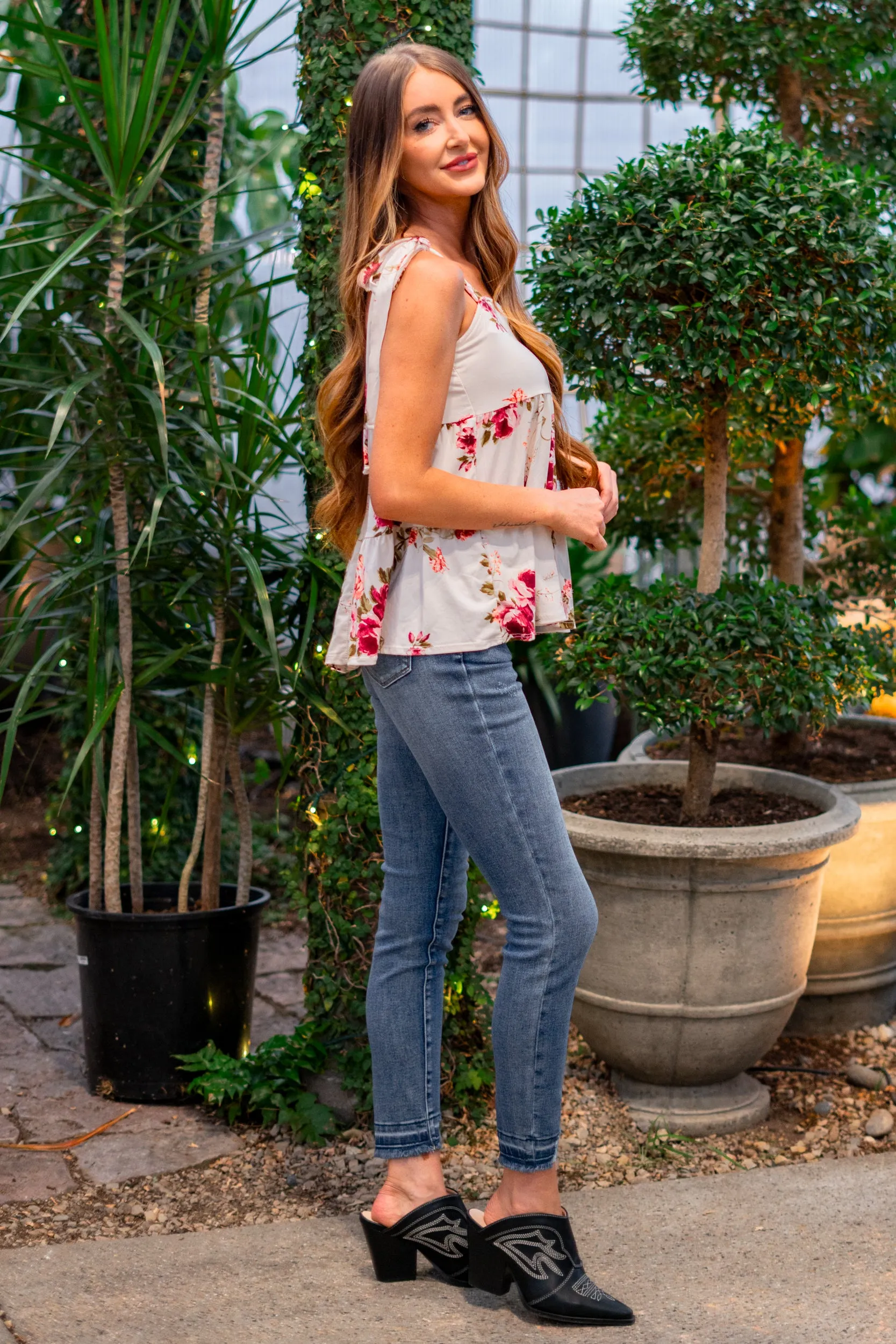 Adalyn Floral Printed Tie Tiered Top