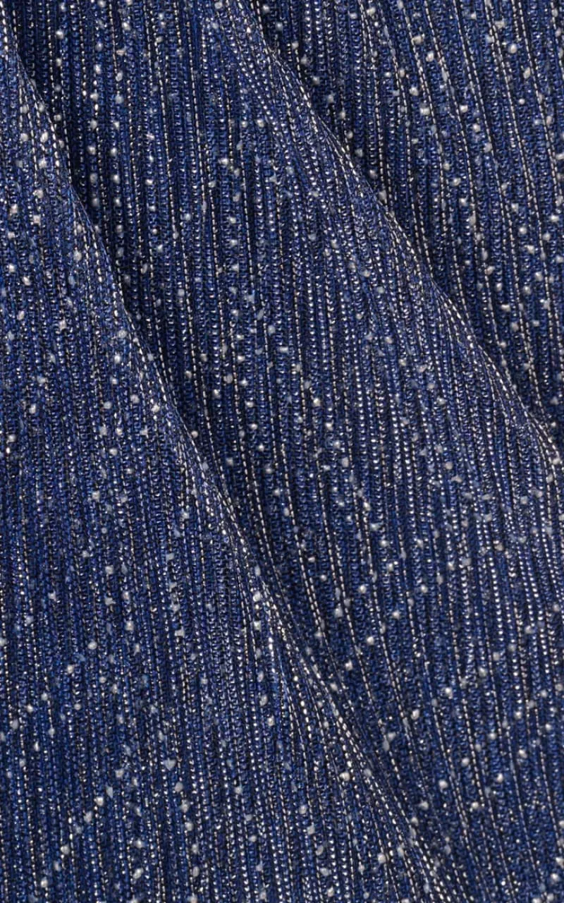 Adrianna Papell- Metallic Mesh Cascade Gown in Light Navy