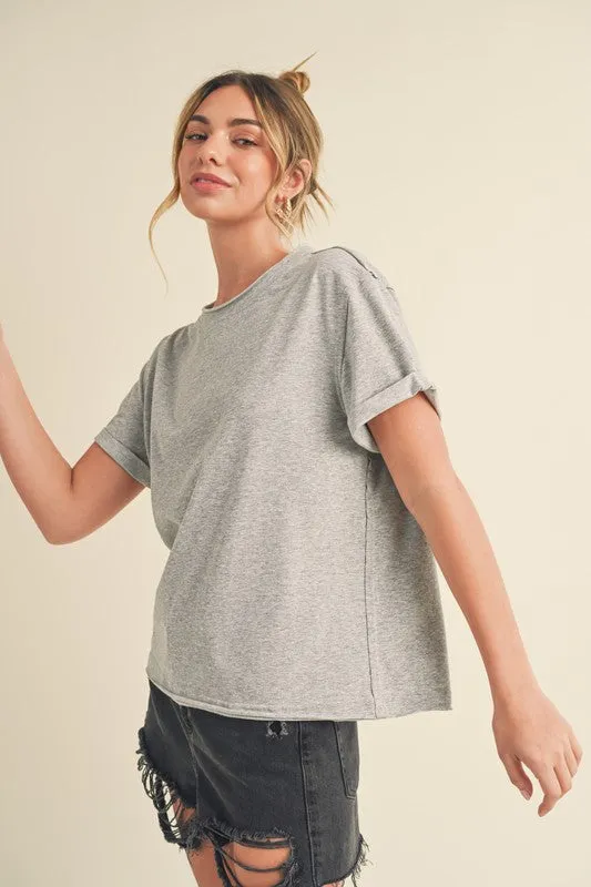 Aemi   Co Exposed Seam Round Neck Short Sleeve T-Shirt