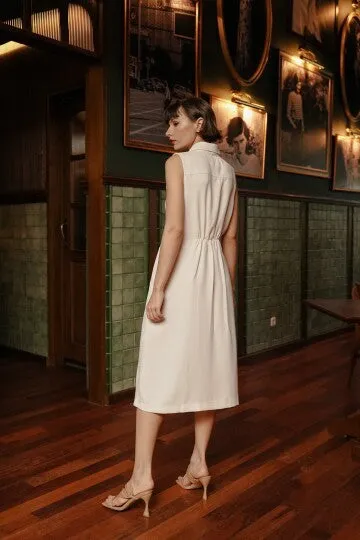 ALIYAA DRESS SLEEVELESS IN PEARL WHITE