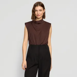 Allegra Gathered-Neck Sleeveless Blouse