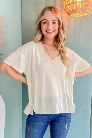 And The Why Creamy Soft Slub V-neck Basic T Shirts