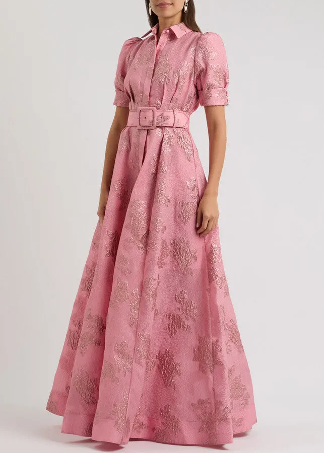 Annette floral embellished Button Gown in pink