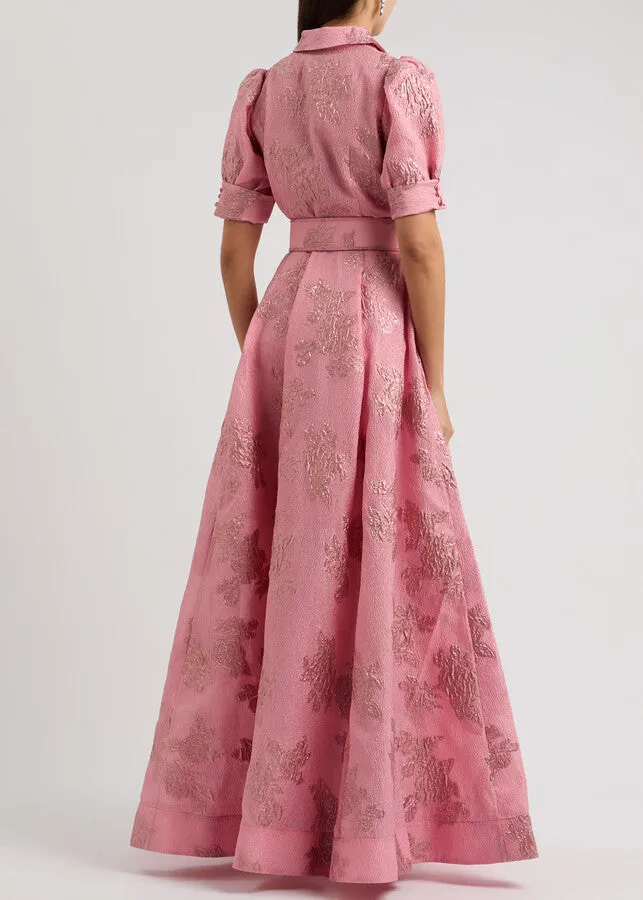 Annette floral embellished Button Gown in pink