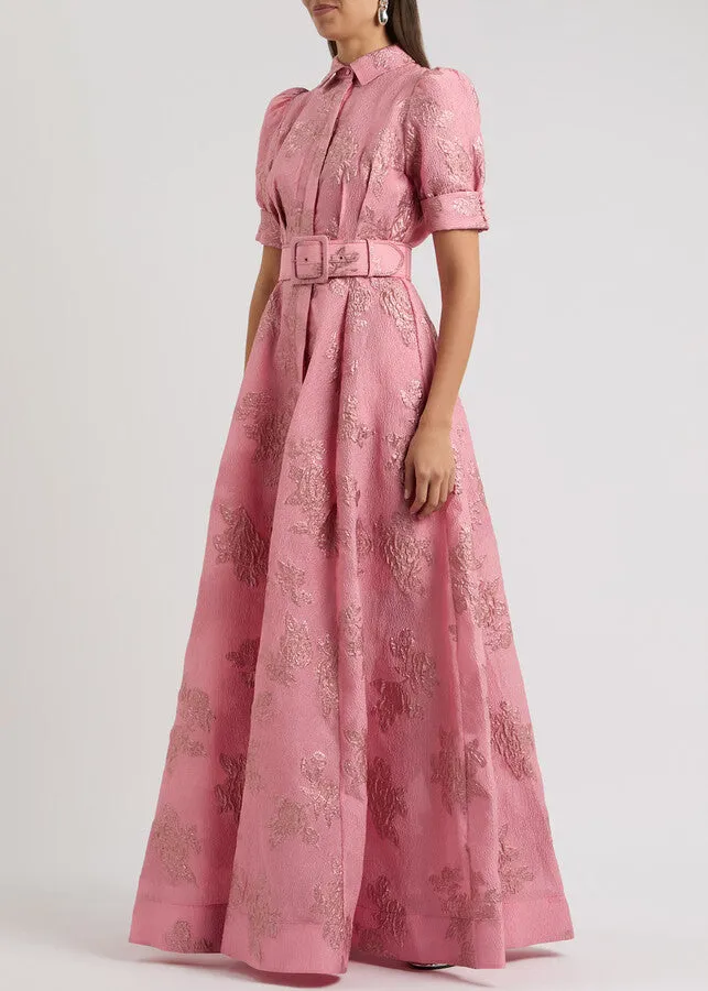 Annette floral embellished Button Gown in pink
