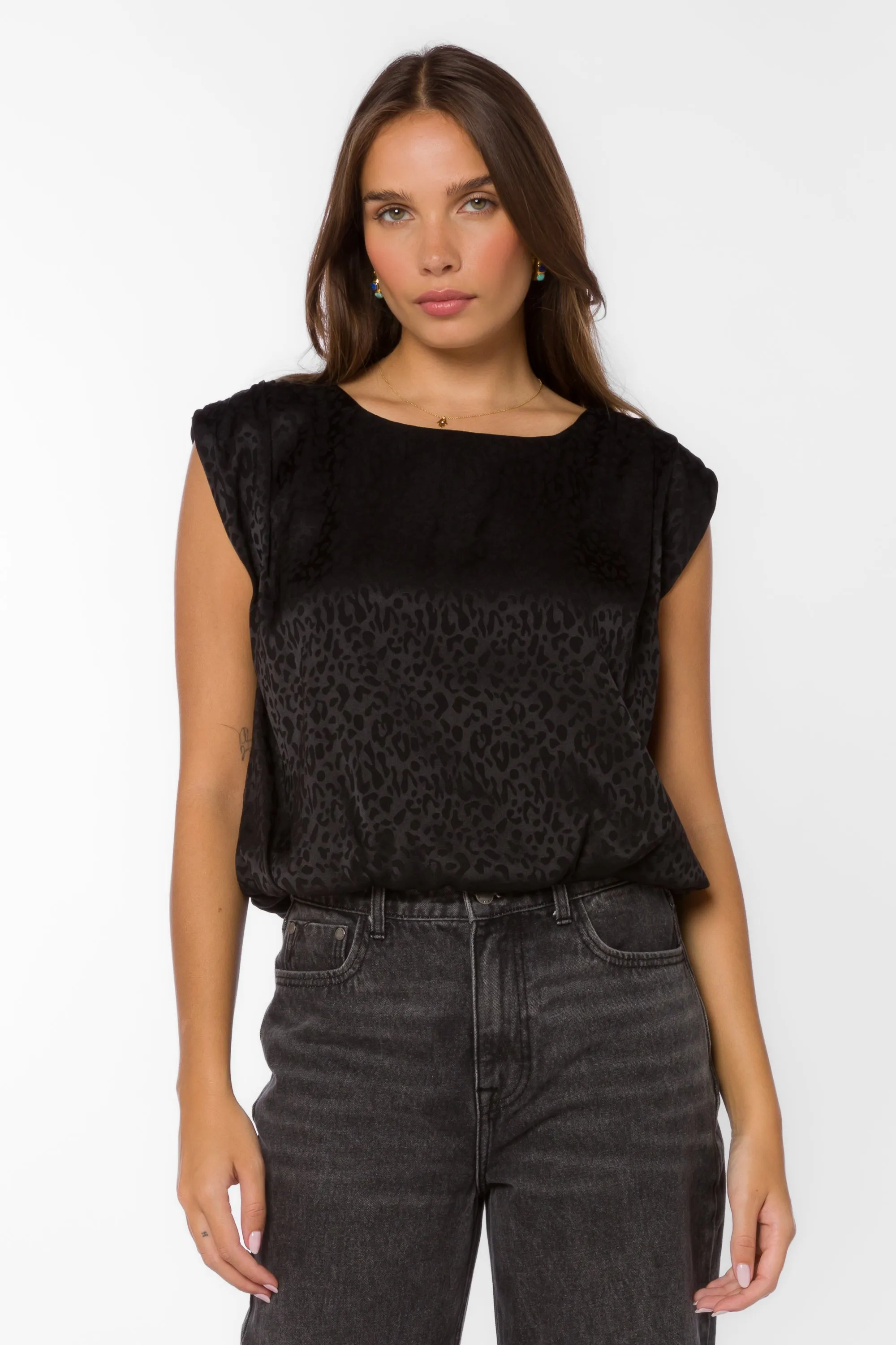 Apollo Black Leopard Top