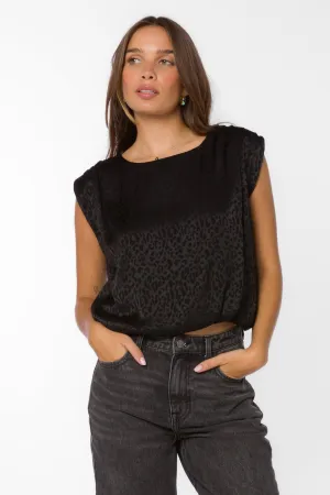 Apollo Black Leopard Top