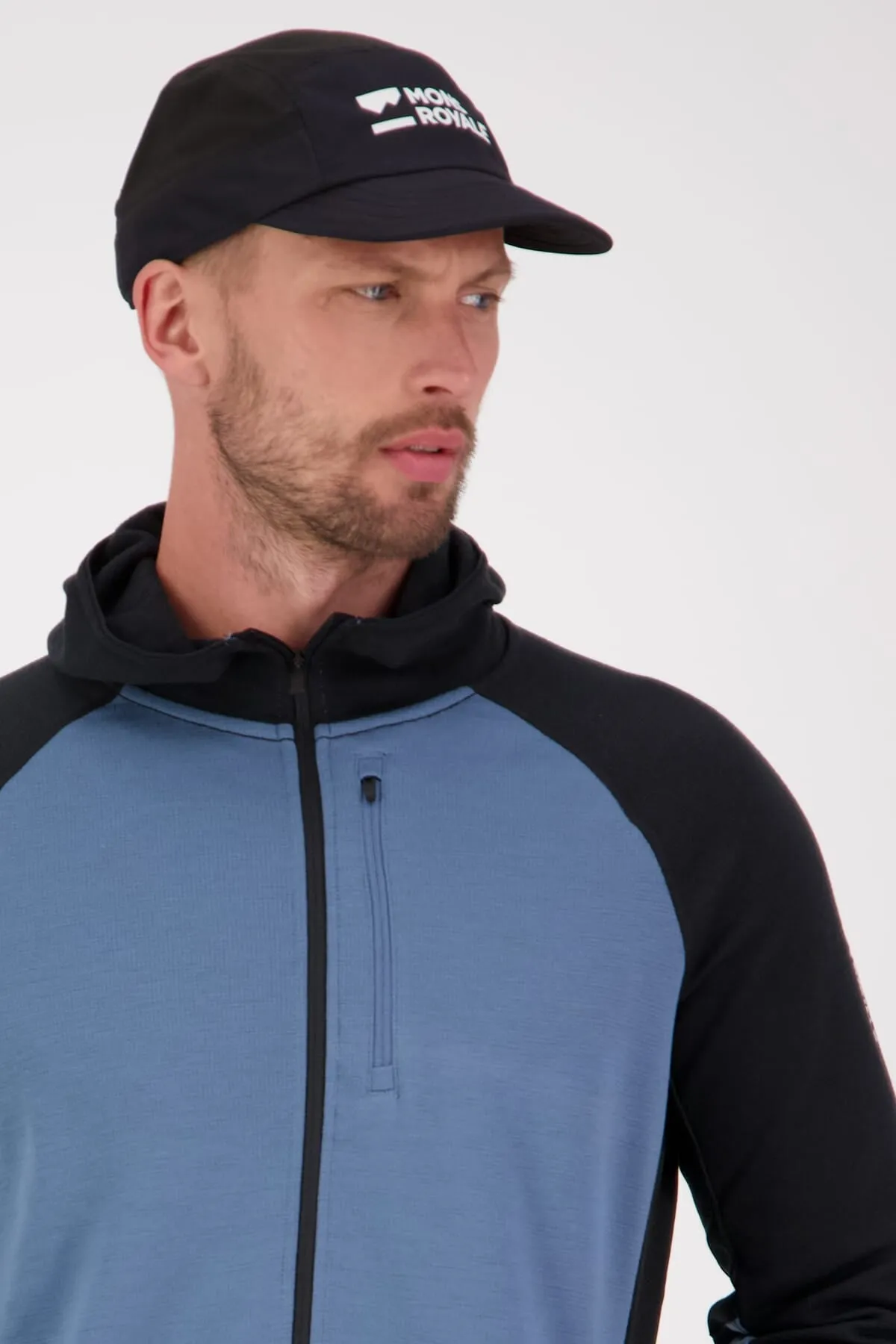 Approach Merino Gridlock Hood - Blue Slate Black