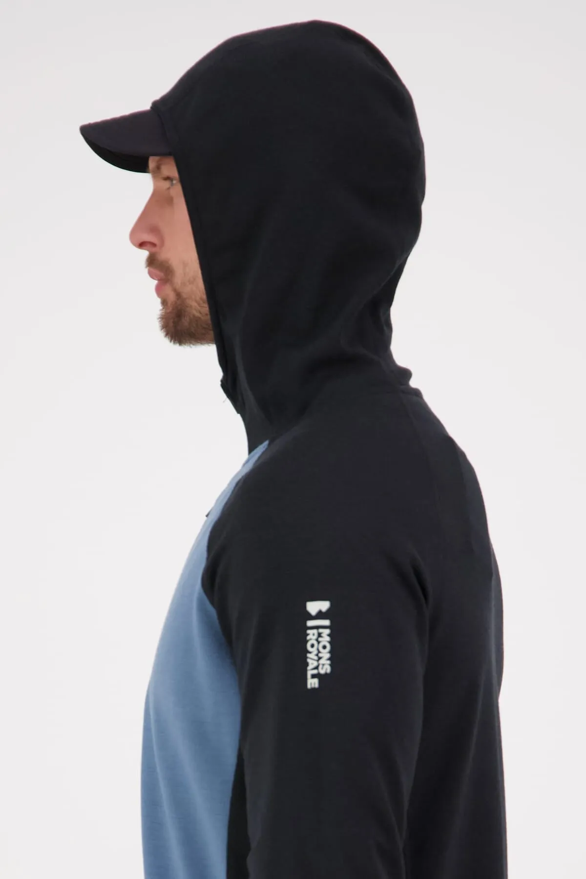 Approach Merino Gridlock Hood - Blue Slate Black
