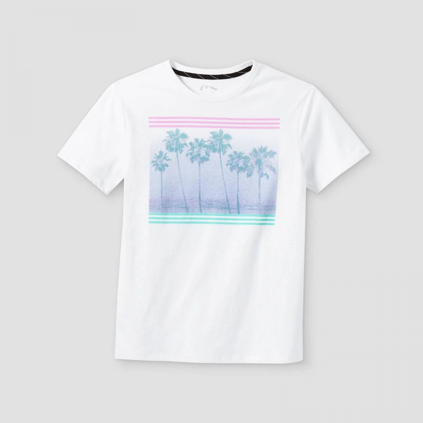 Art Class Boys' 'Palm Tree Line' Graphic Short Sleeve T-Shirt White S
