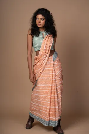 Artful Stripes Cotton Sari