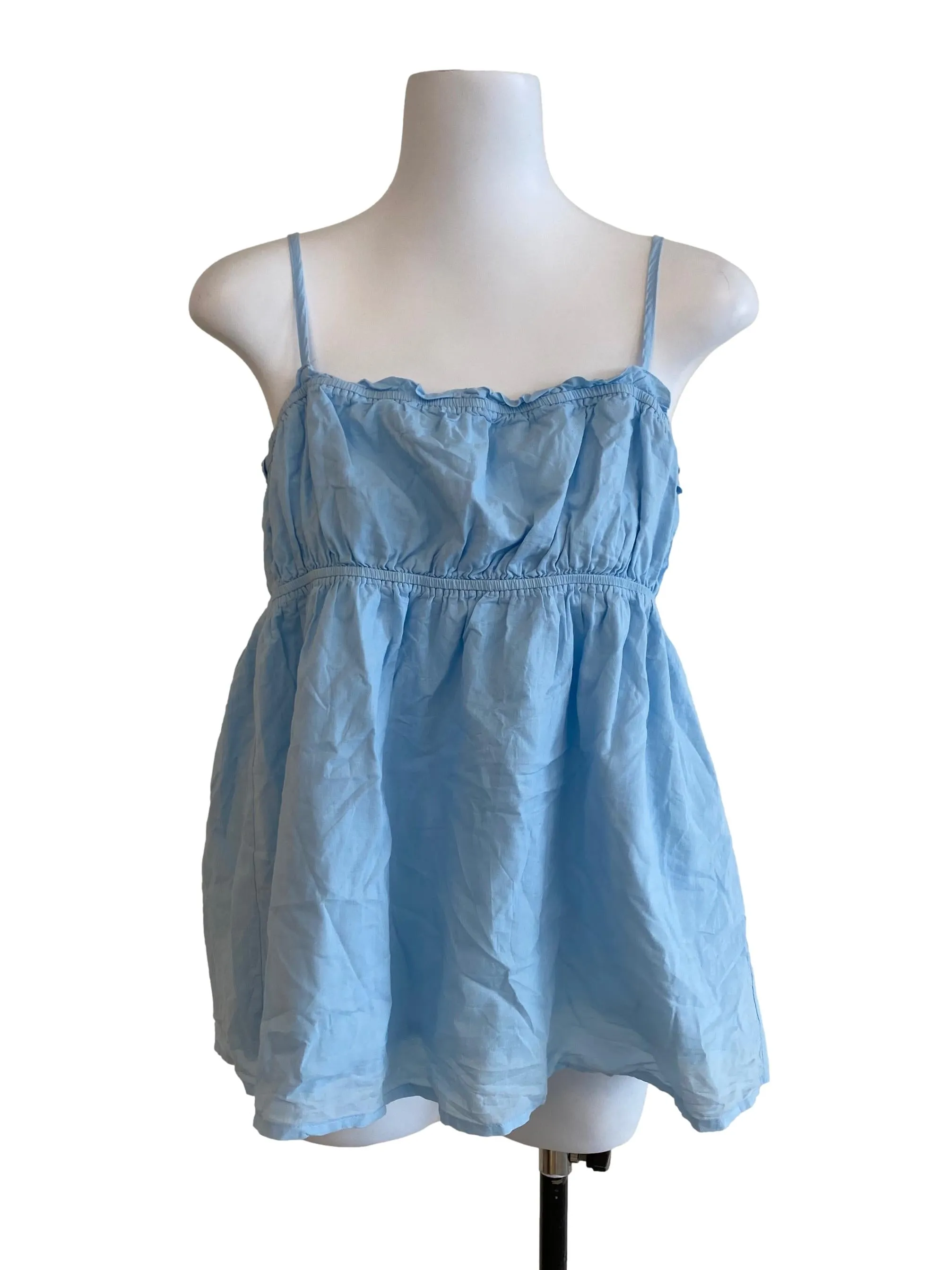Baby Blue Sleeveless Babydoll Blouse TTR