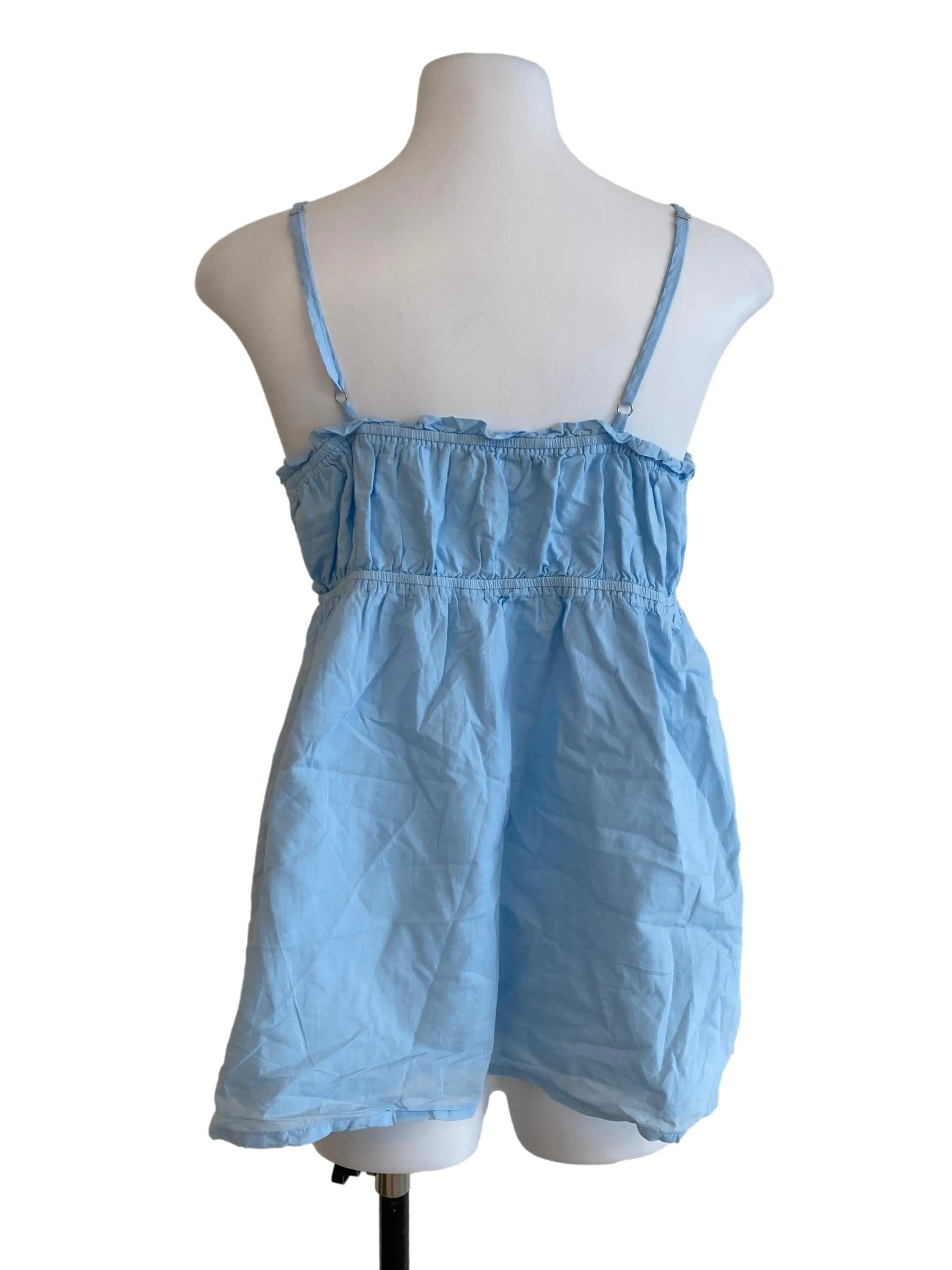 Baby Blue Sleeveless Babydoll Blouse TTR