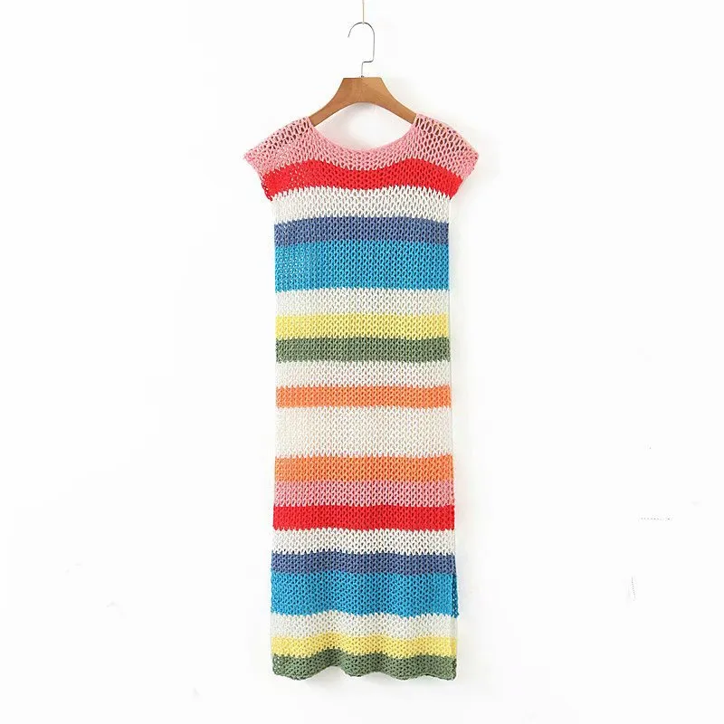 Backless Hollow-out Side Slit Crochet Dress