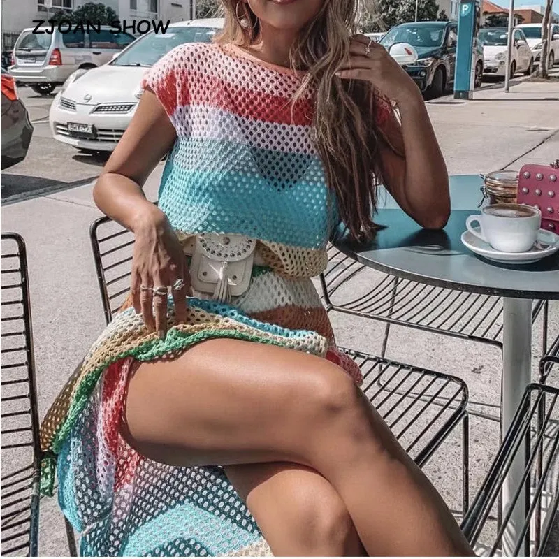 Backless Hollow-out Side Slit Crochet Dress