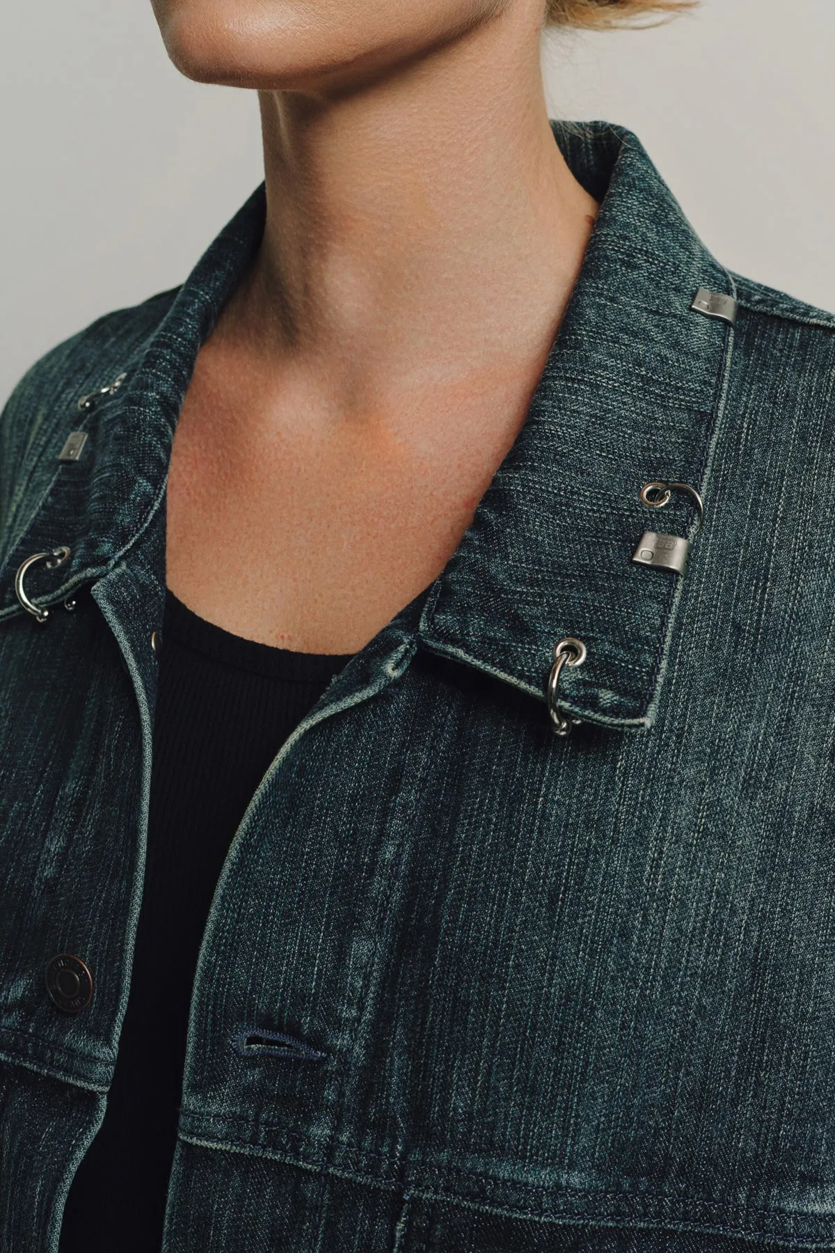 BALENCIAGA | DENIM PIERCED JACKET