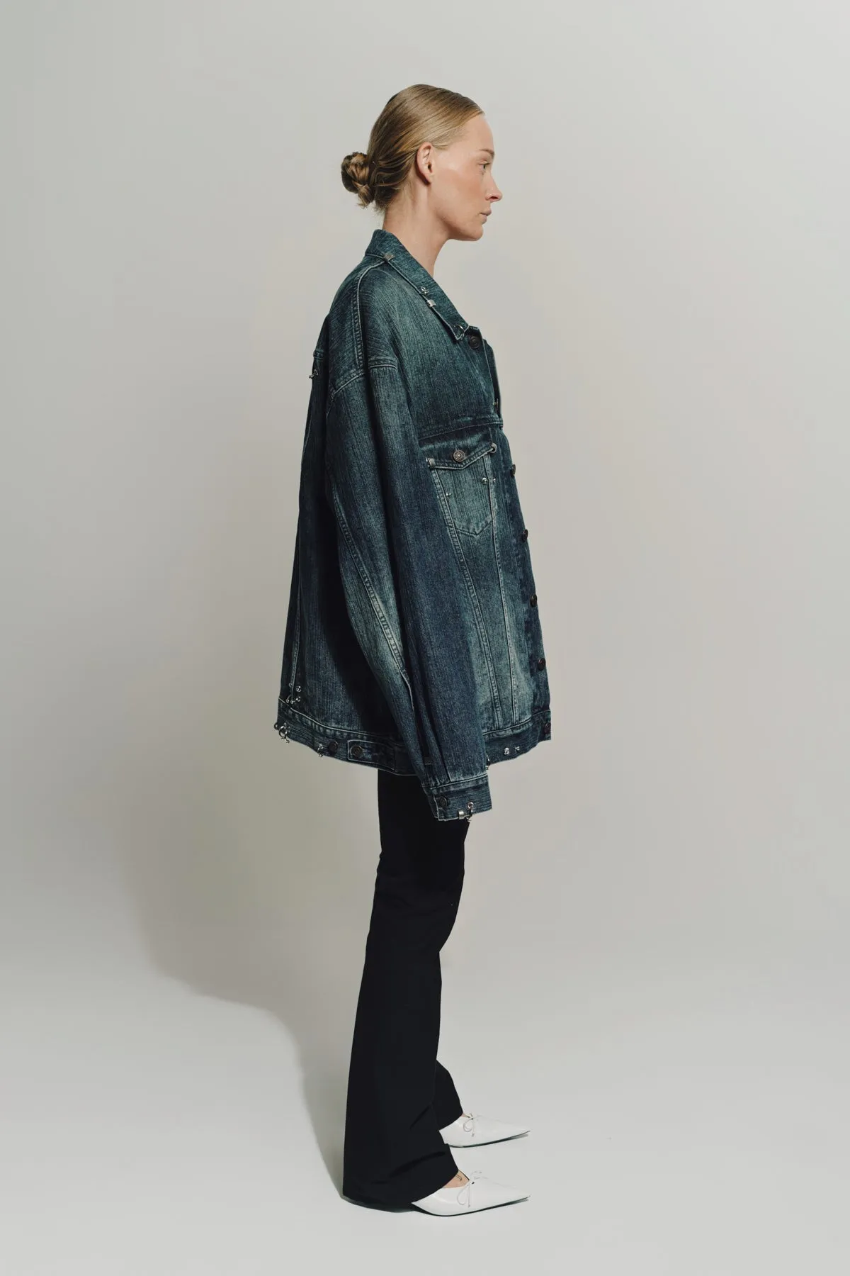 BALENCIAGA | DENIM PIERCED JACKET