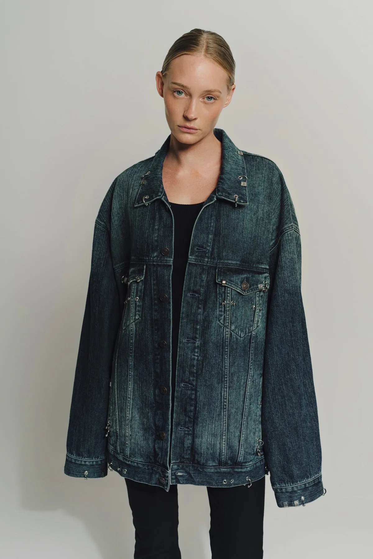 BALENCIAGA | DENIM PIERCED JACKET