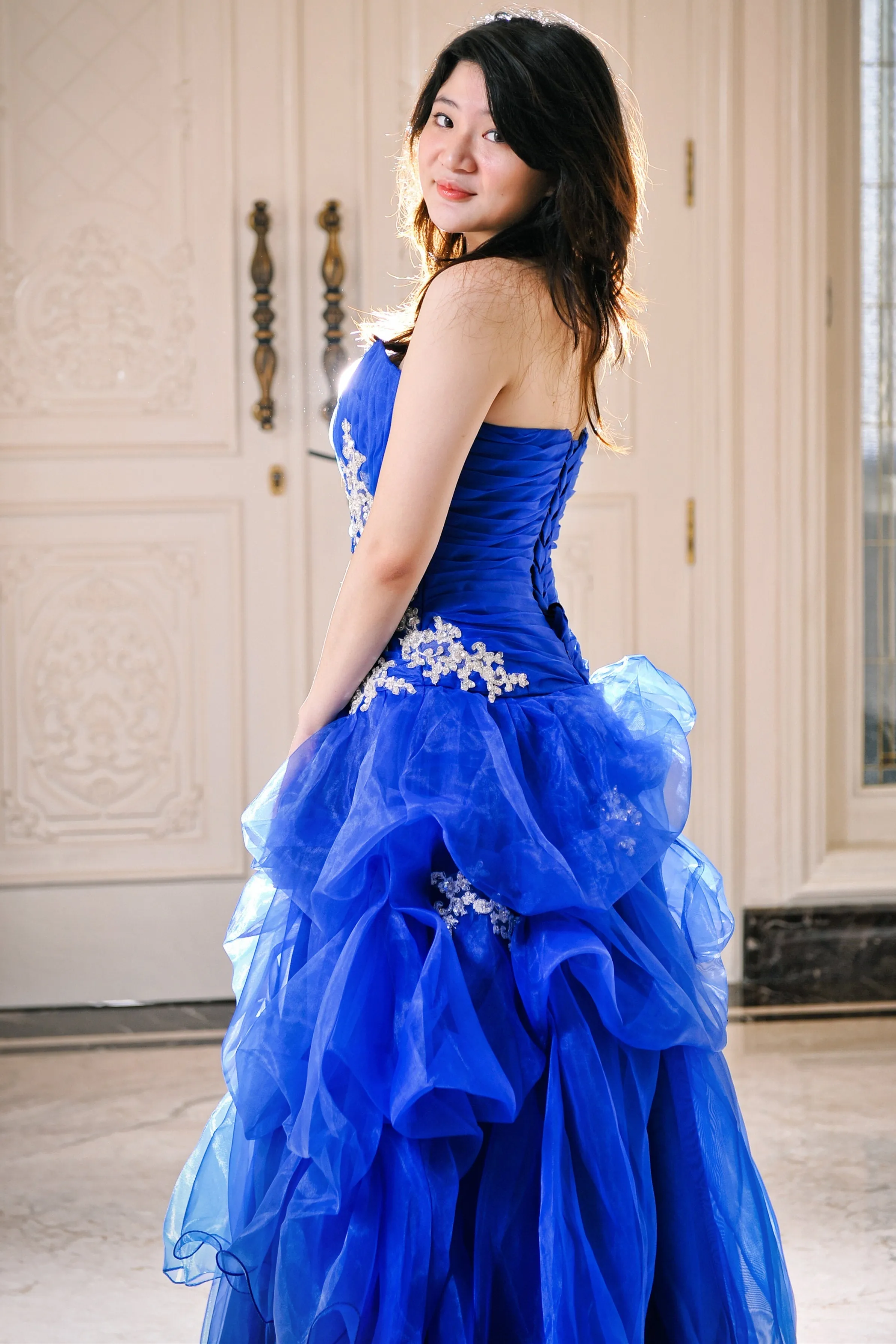 Ball Gown Sweetheart Floor Length Organza Beading Prom Dress
