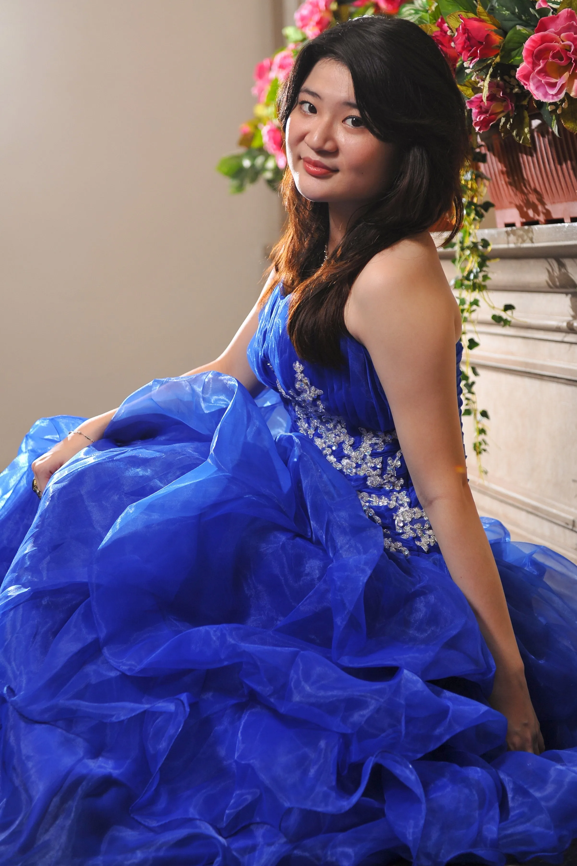 Ball Gown Sweetheart Floor Length Organza Beading Prom Dress