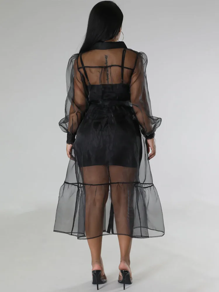 Bandage Tulle Cover-up Dress Set