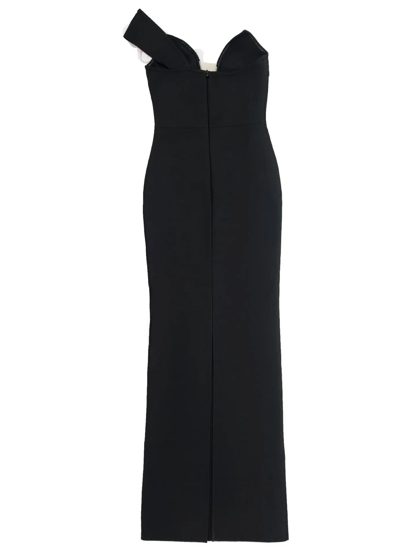 BandageDress elegant floral one-shoulder  maxi dress black