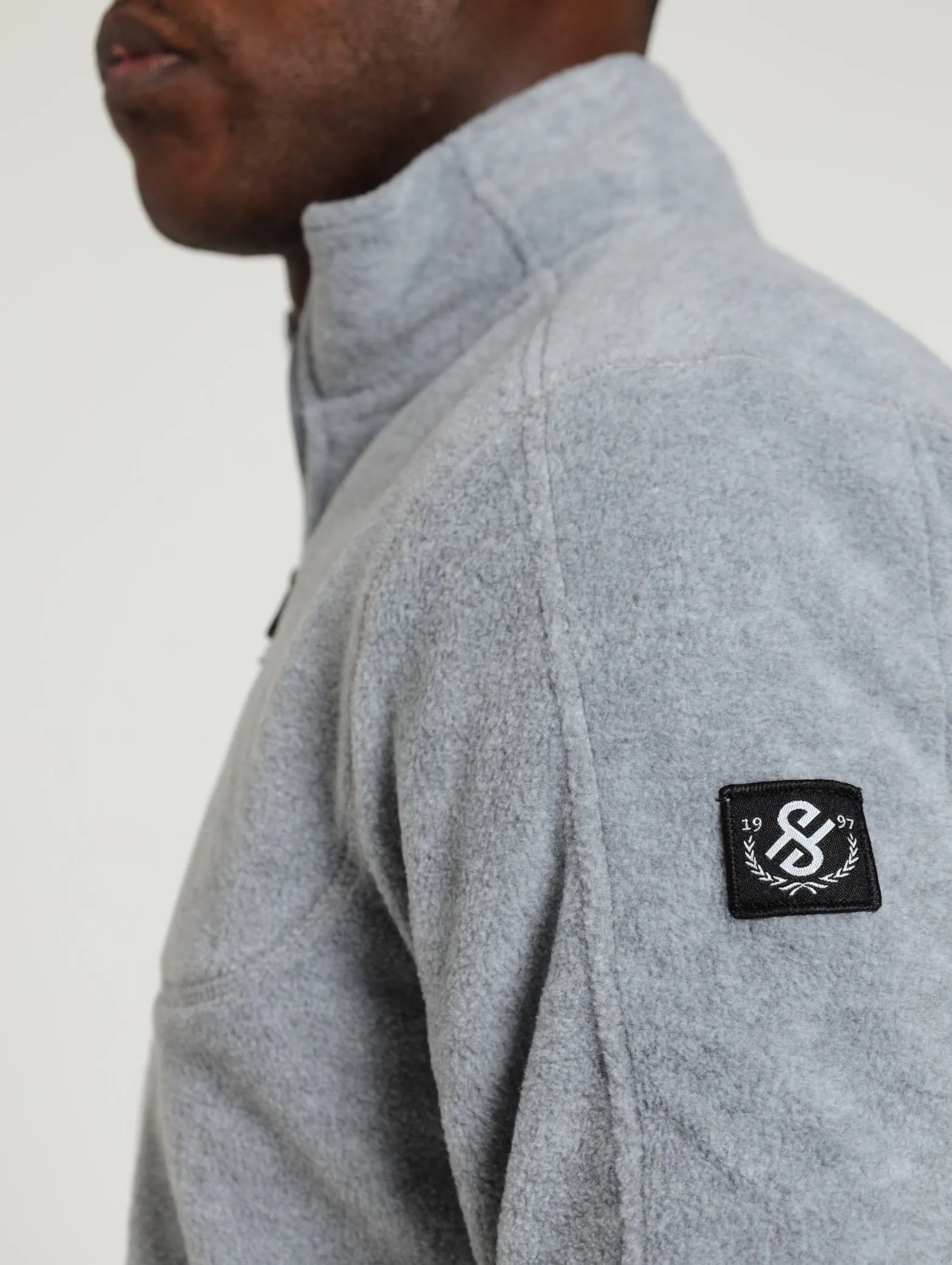 Basic 1/4 Zip Polar Fleece Top - Grey Melange