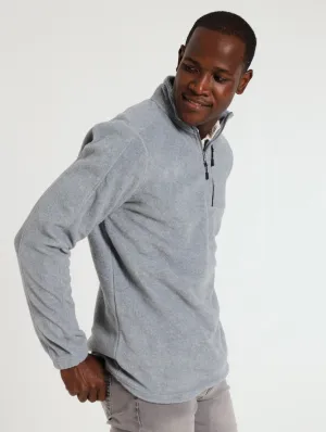 Basic 1/4 Zip Polar Fleece Top - Grey Melange