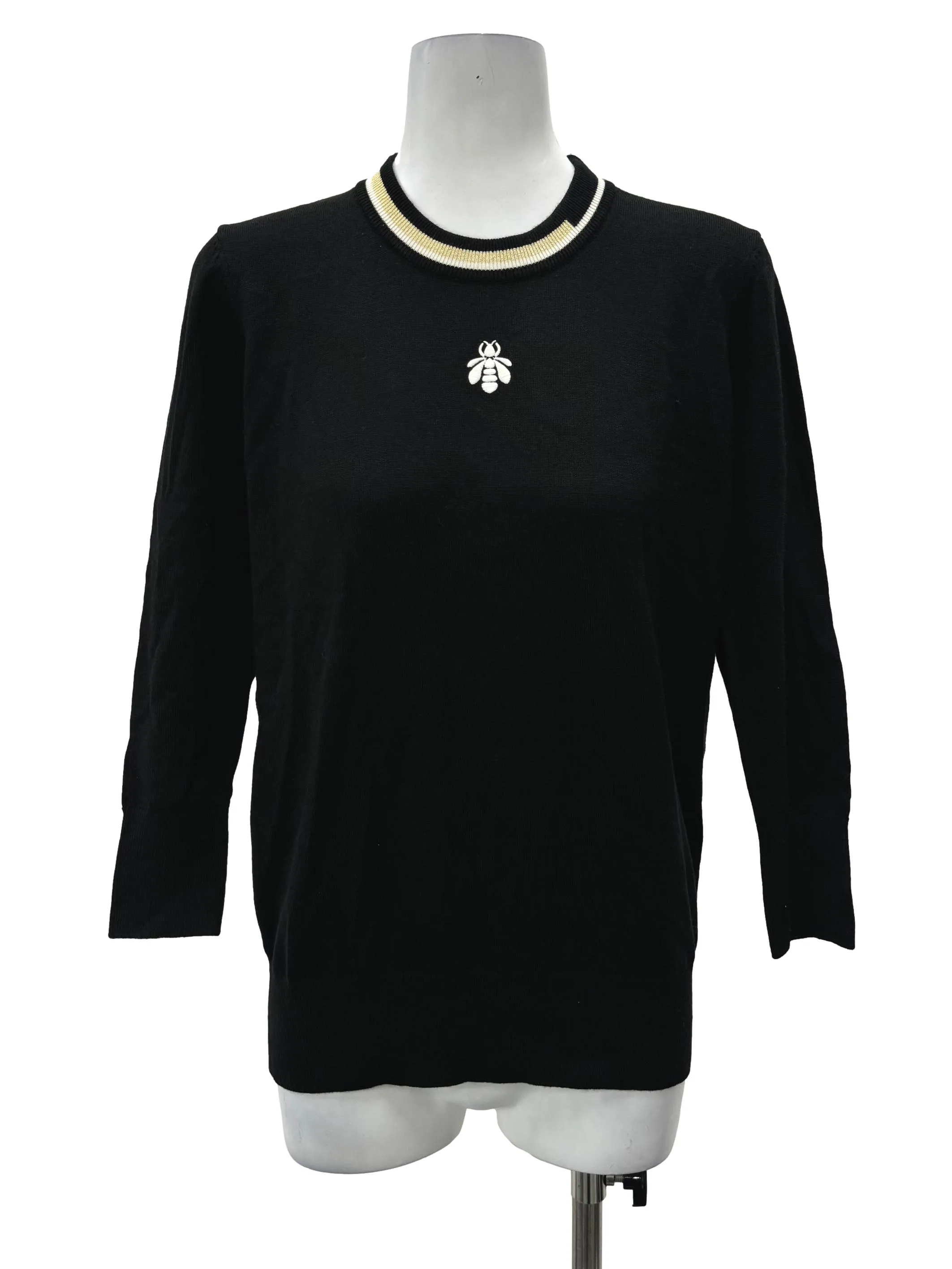 Basic Black Knitted Round Neck Long Sleeves Top