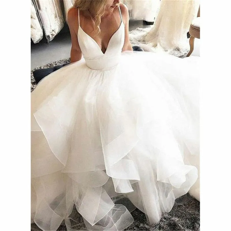 Beach Wedding Dress With Appliques Lace And Sexy Spaghetti Straps And Low Back