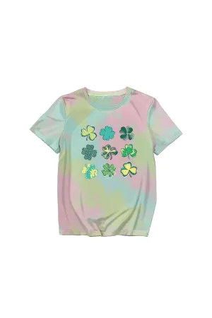 BerryBetty - Tie-dye Clover Printed T-shirt