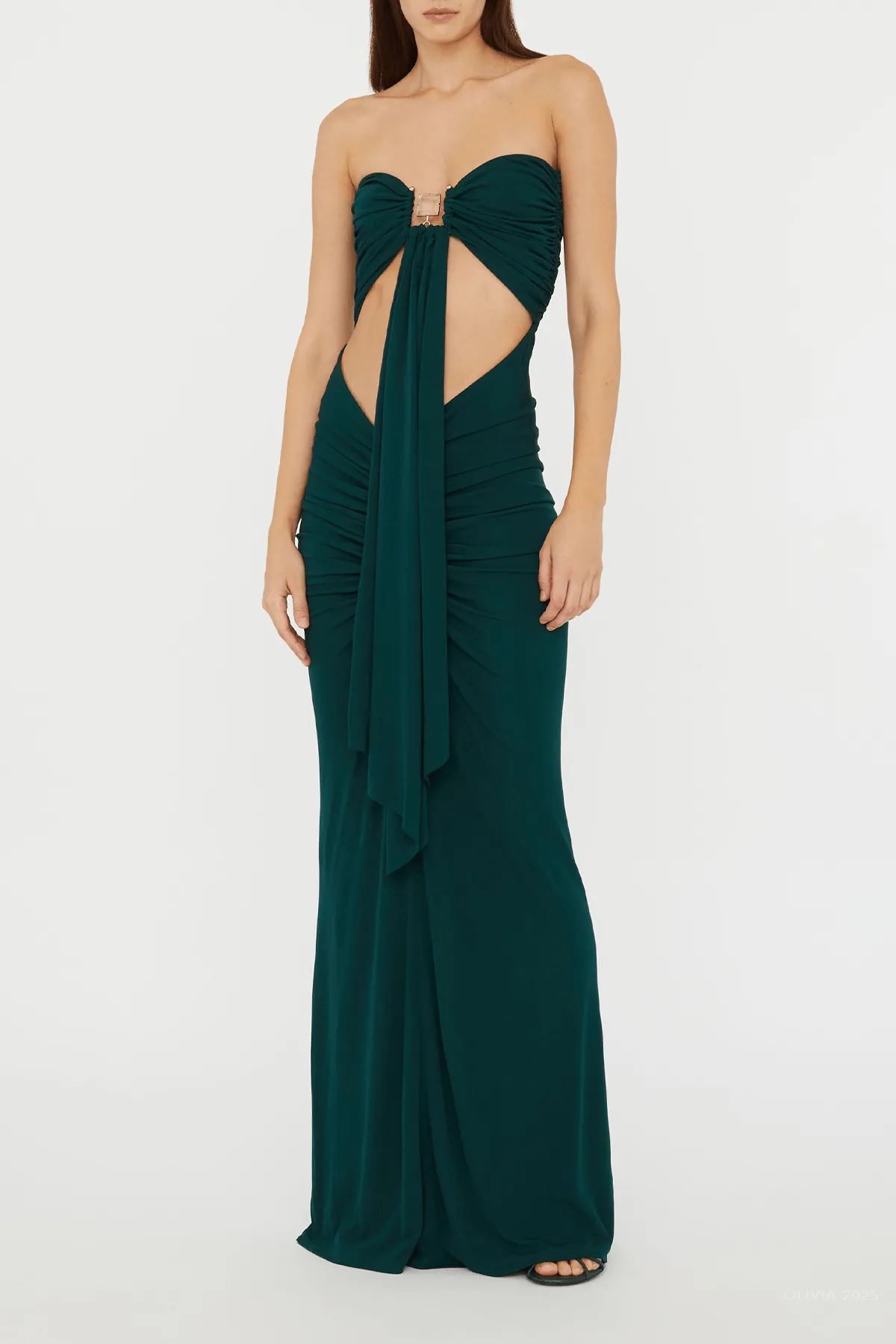 Bezel Quartz Disconnect Dress in Evergreen