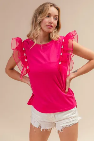 BiBi Heavenly Pearl Ruffle Top