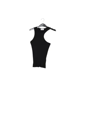 Black fitted ribbed-knit top
