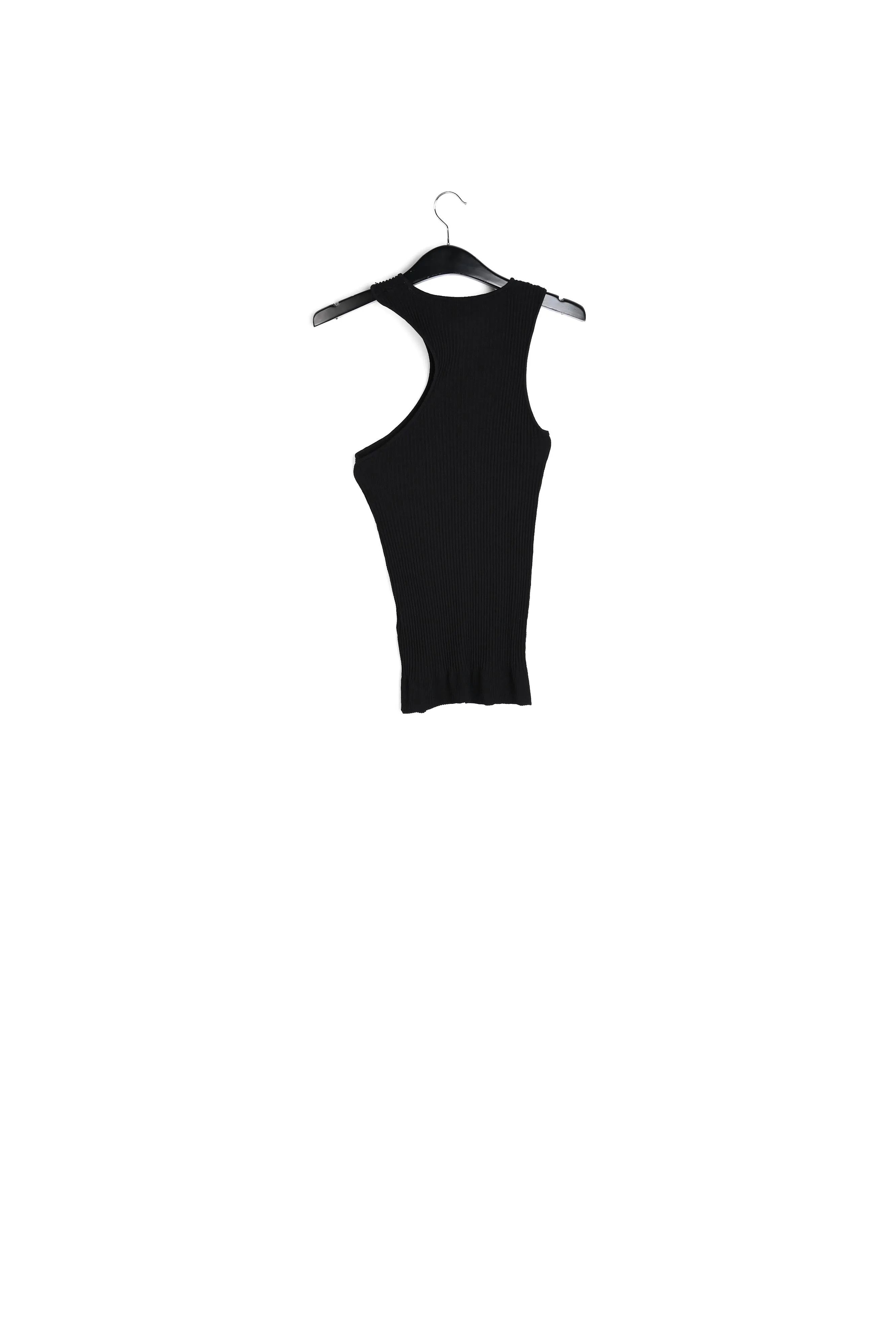 Black fitted ribbed-knit top
