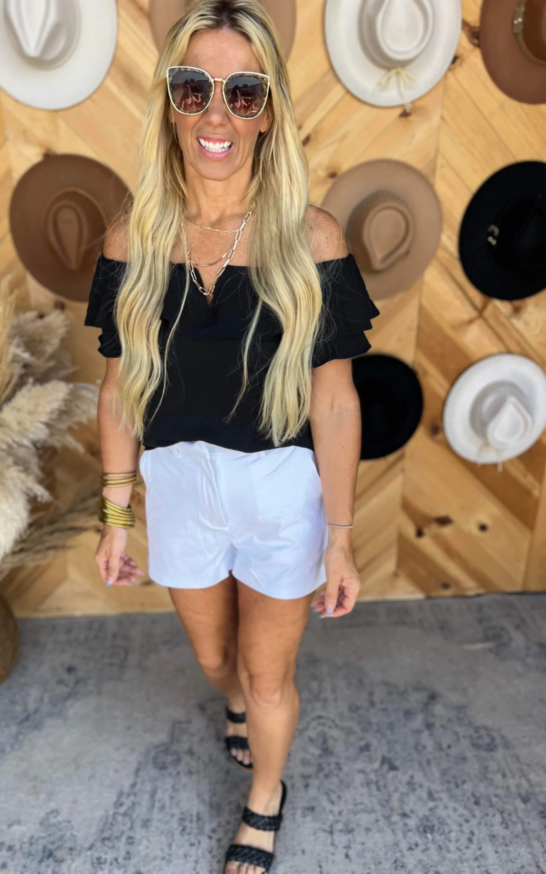 Black Ruffled Off the Shoulder Blouse