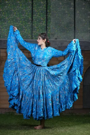 Block print skirt Blue with Silver Design WLS