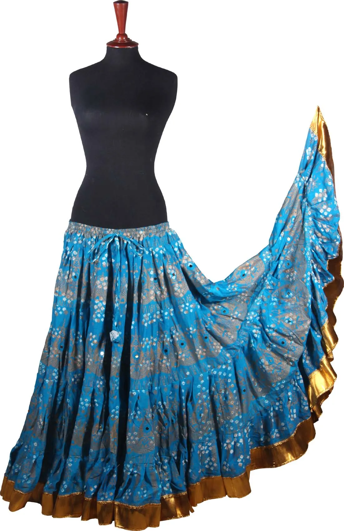 Block print skirt Jaipur Beauty 4 Border skirt with shiny trim