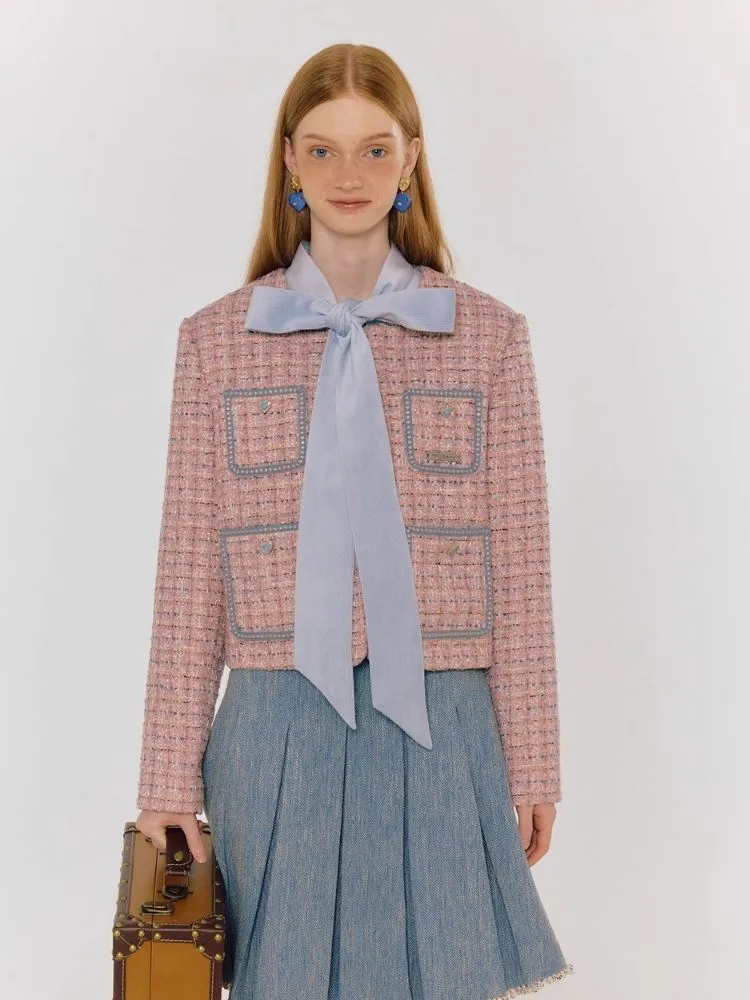 blue bow loose shirt