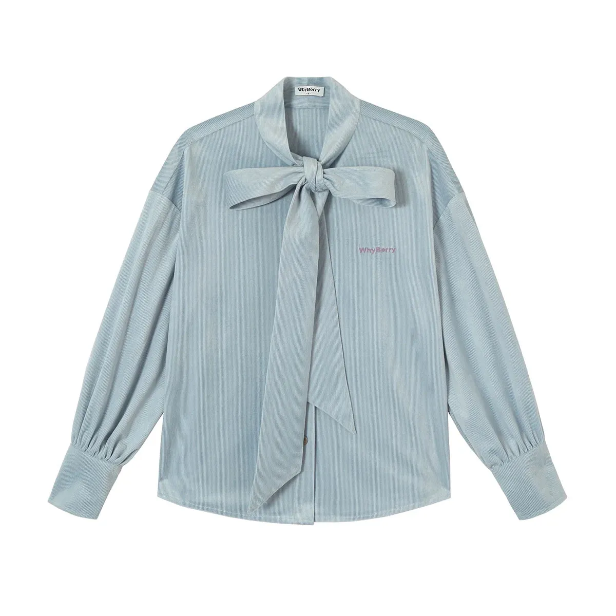blue bow loose shirt