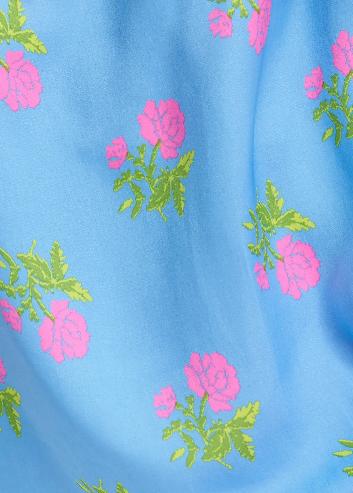 Blue flower print top with ruffled sleeves