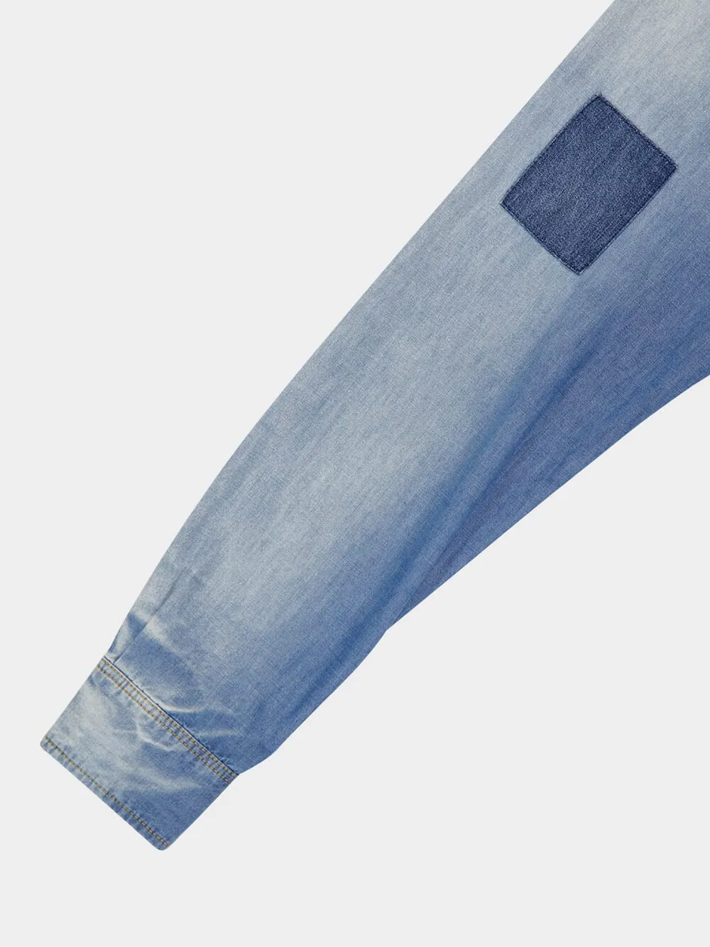 Blue Patchwork Denim Shirt
