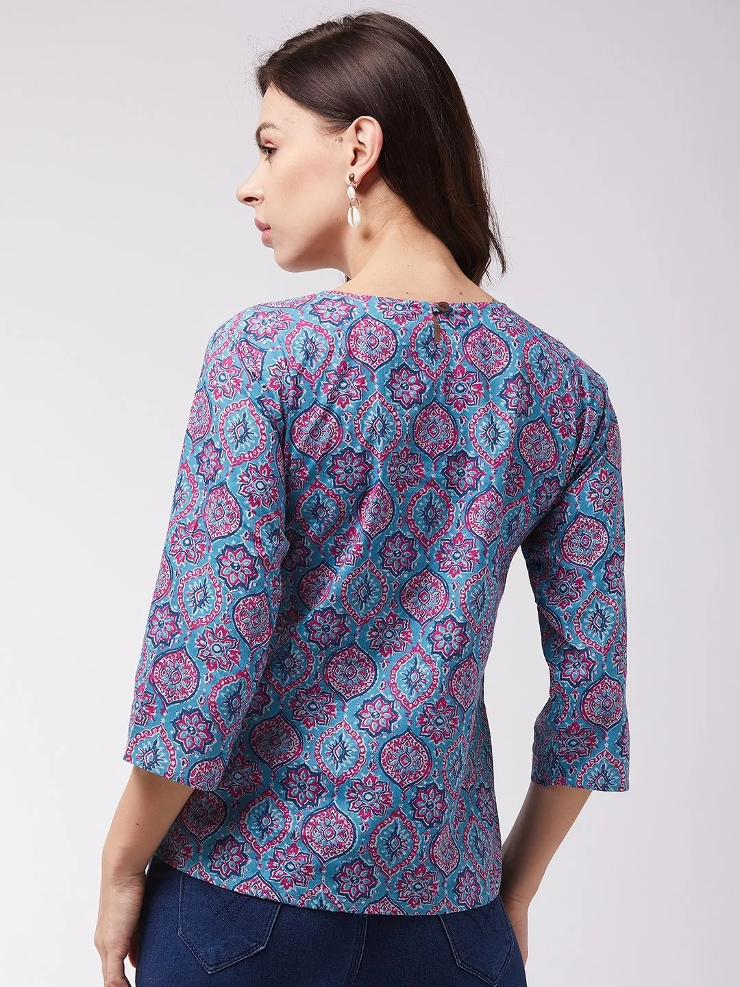 Blue Pink Motif Top