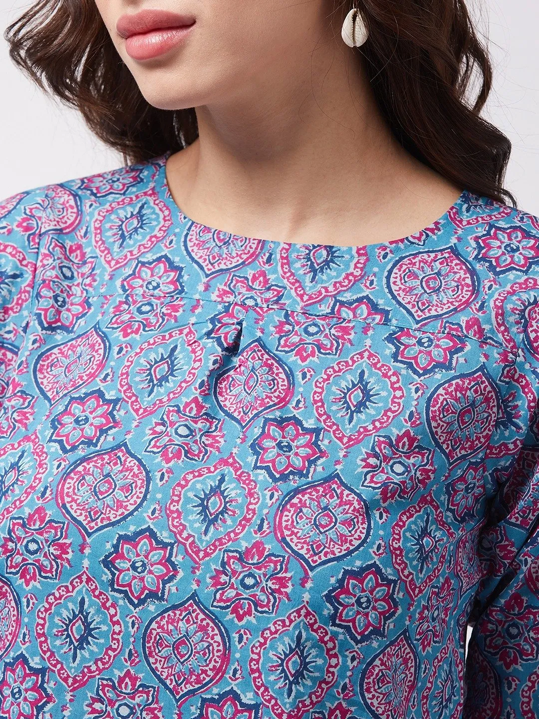 Blue Pink Motif Top