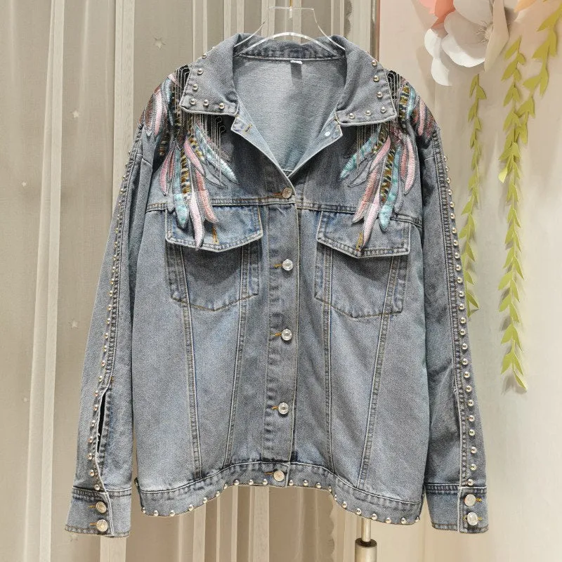 Boho Wings Denim Embroidered Jacket