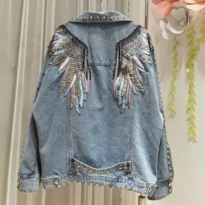 Boho Wings Denim Embroidered Jacket