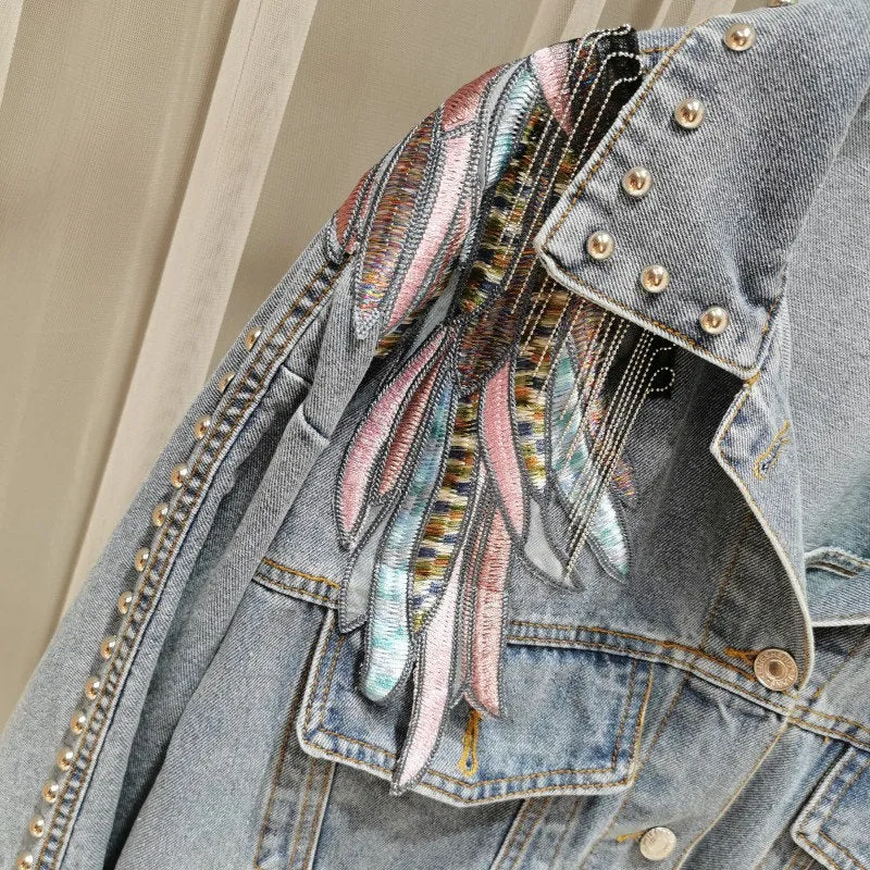 Boho Wings Denim Embroidered Jacket