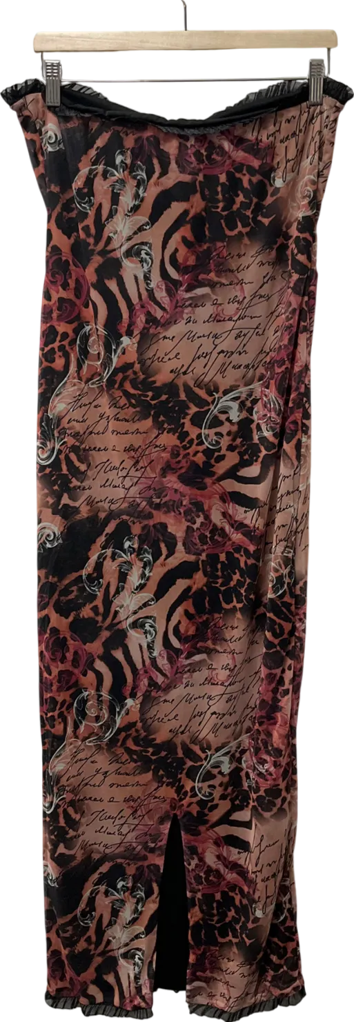 boohoo Brown Floral Tie Front Maxi Dress UK 14